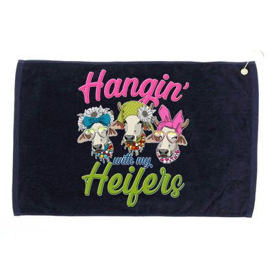 Funny Hangin' With My Heifers Cows Grommeted Golf Towel