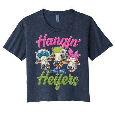 Funny Hangin' With My Heifers Cows Women's Crop Top Tee