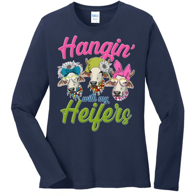 Funny Hangin' With My Heifers Cows Ladies Long Sleeve Shirt