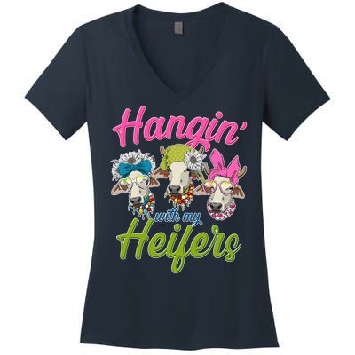 Funny Hangin' With My Heifers Cows Women's V-Neck T-Shirt