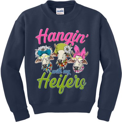Funny Hangin' With My Heifers Cows Kids Sweatshirt