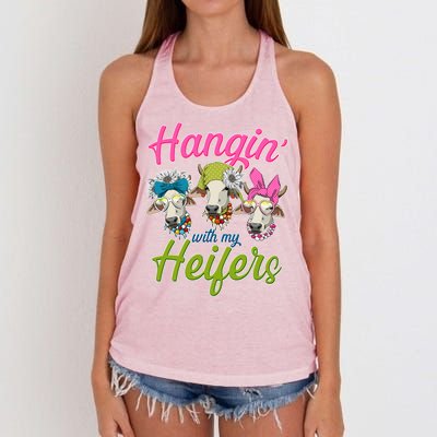 Funny Hangin' With My Heifers Cows Women's Knotted Racerback Tank