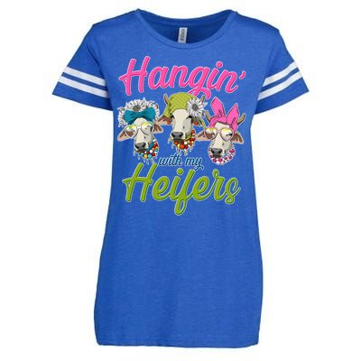 Funny Hangin' With My Heifers Cows Enza Ladies Jersey Football T-Shirt