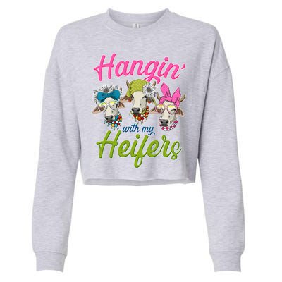 Funny Hangin' With My Heifers Cows Cropped Pullover Crew