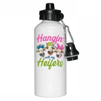 Funny Hangin' With My Heifers Cows Aluminum Water Bottle