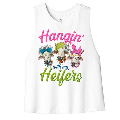 Funny Hangin' With My Heifers Cows Women's Racerback Cropped Tank