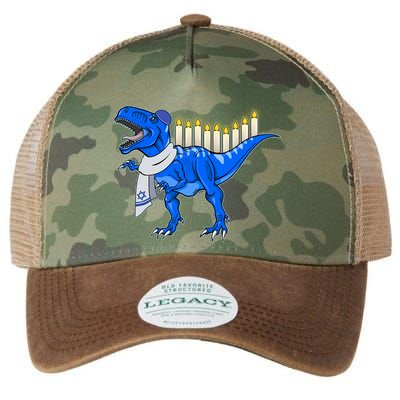 Funny Hanukah Menorasaurus T-Rex Dinosaur Legacy Tie Dye Trucker Hat