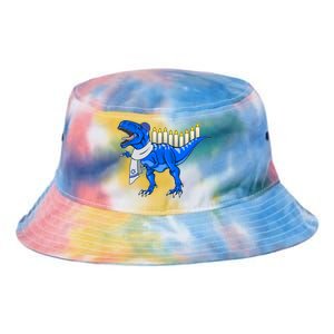 Funny Hanukah Menorasaurus T-Rex Dinosaur Tie Dye Newport Bucket Hat