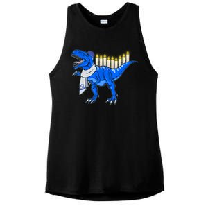 Funny Hanukah Menorasaurus T-Rex Dinosaur Ladies PosiCharge Tri-Blend Wicking Tank