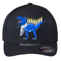 Funny Hanukah Menorasaurus T-Rex Dinosaur Flexfit Unipanel Trucker Cap