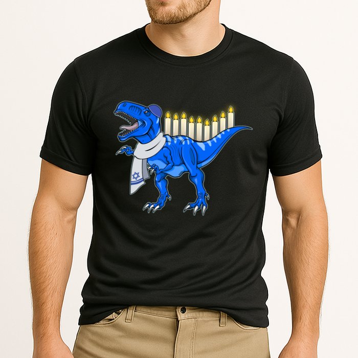 Funny Hanukah Menorasaurus T-Rex Dinosaur Performance Shirt