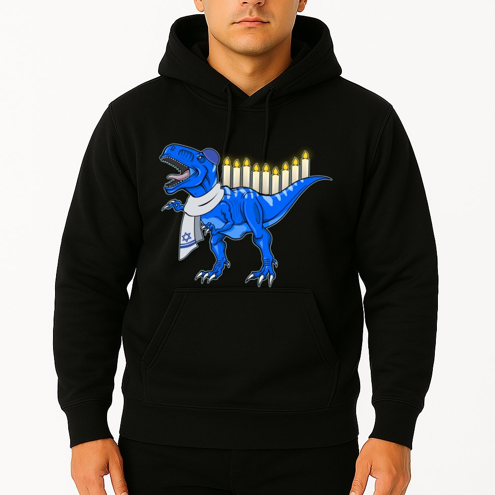 Funny Hanukah Menorasaurus T-Rex Dinosaur Hoodie