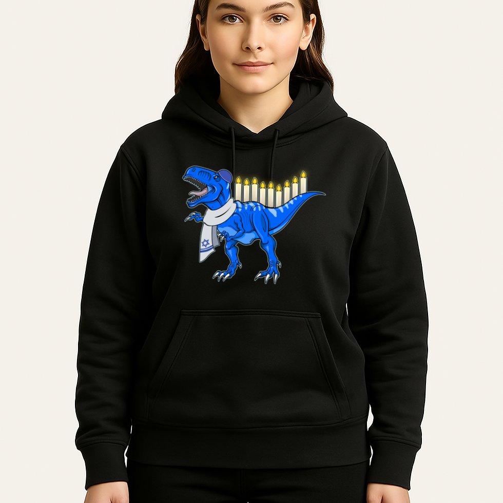 Funny Hanukah Menorasaurus T-Rex Dinosaur Hoodie