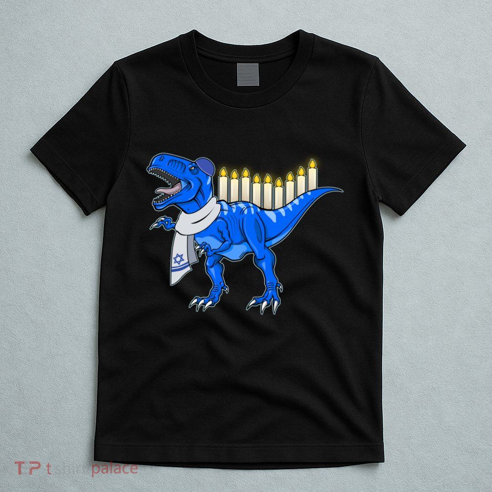Funny Hanukah Menorasaurus T-Rex Dinosaur T-Shirt