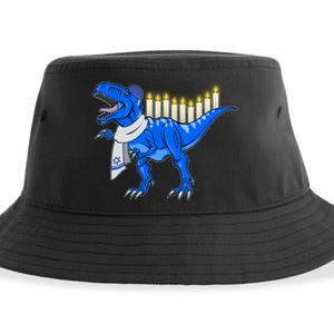 Funny Hanukah Menorasaurus T-Rex Dinosaur Sustainable Bucket Hat