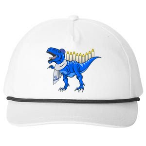 Funny Hanukah Menorasaurus T-Rex Dinosaur Snapback Five-Panel Rope Hat