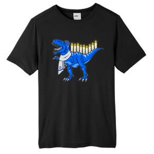 Funny Hanukah Menorasaurus T-Rex Dinosaur Tall Fusion ChromaSoft Performance T-Shirt