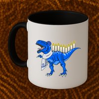 Funny Hanukah Menorasaurus T-Rex Dinosaur Mug