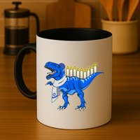 Funny Hanukah Menorasaurus T-Rex Dinosaur Mug