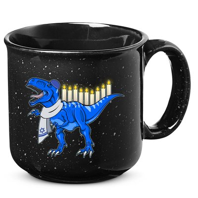 Funny Hanukah Menorasaurus T-Rex Dinosaur 15oz Campfire Ceramic Mug