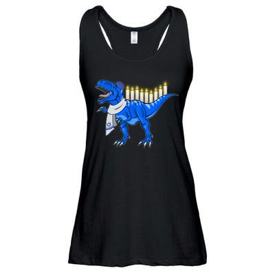 Funny Hanukah Menorasaurus T-Rex Dinosaur Ladies Essential Flowy Tank