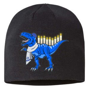 Funny Hanukah Menorasaurus T-Rex Dinosaur Sustainable Beanie