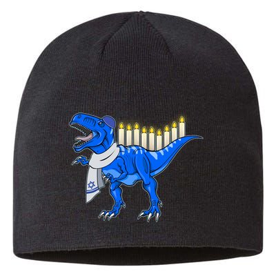 Funny Hanukah Menorasaurus T-Rex Dinosaur Sustainable Beanie