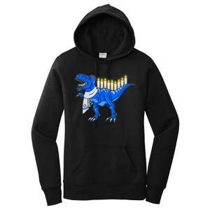 Funny Hanukah Menorasaurus T-Rex Dinosaur Women's Pullover Hoodie