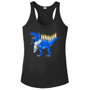 Funny Hanukah Menorasaurus T-Rex Dinosaur Ladies PosiCharge Competitor Racerback Tank