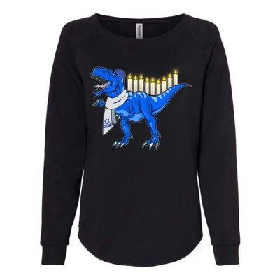 Funny Hanukah Menorasaurus T-Rex Dinosaur Womens California Wash Sweatshirt