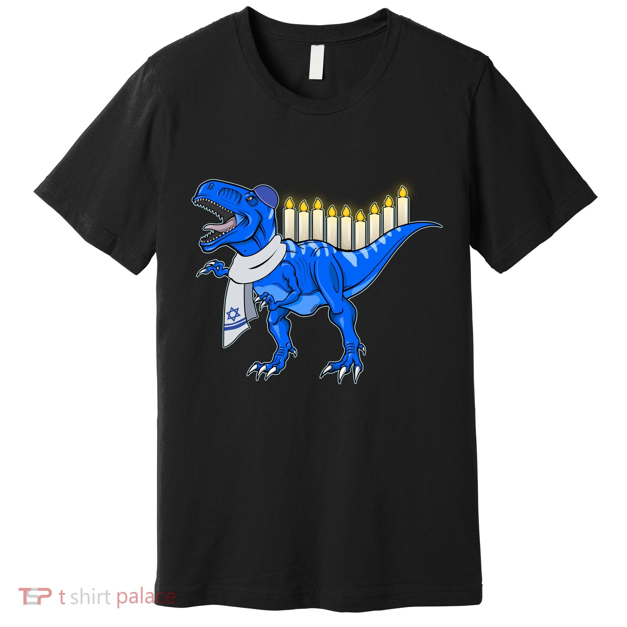 Funny Hanukah Menorasaurus T-Rex Dinosaur Premium T-Shirt
