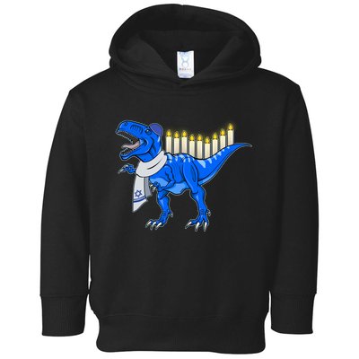 Funny Hanukah Menorasaurus T-Rex Dinosaur Toddler Hoodie