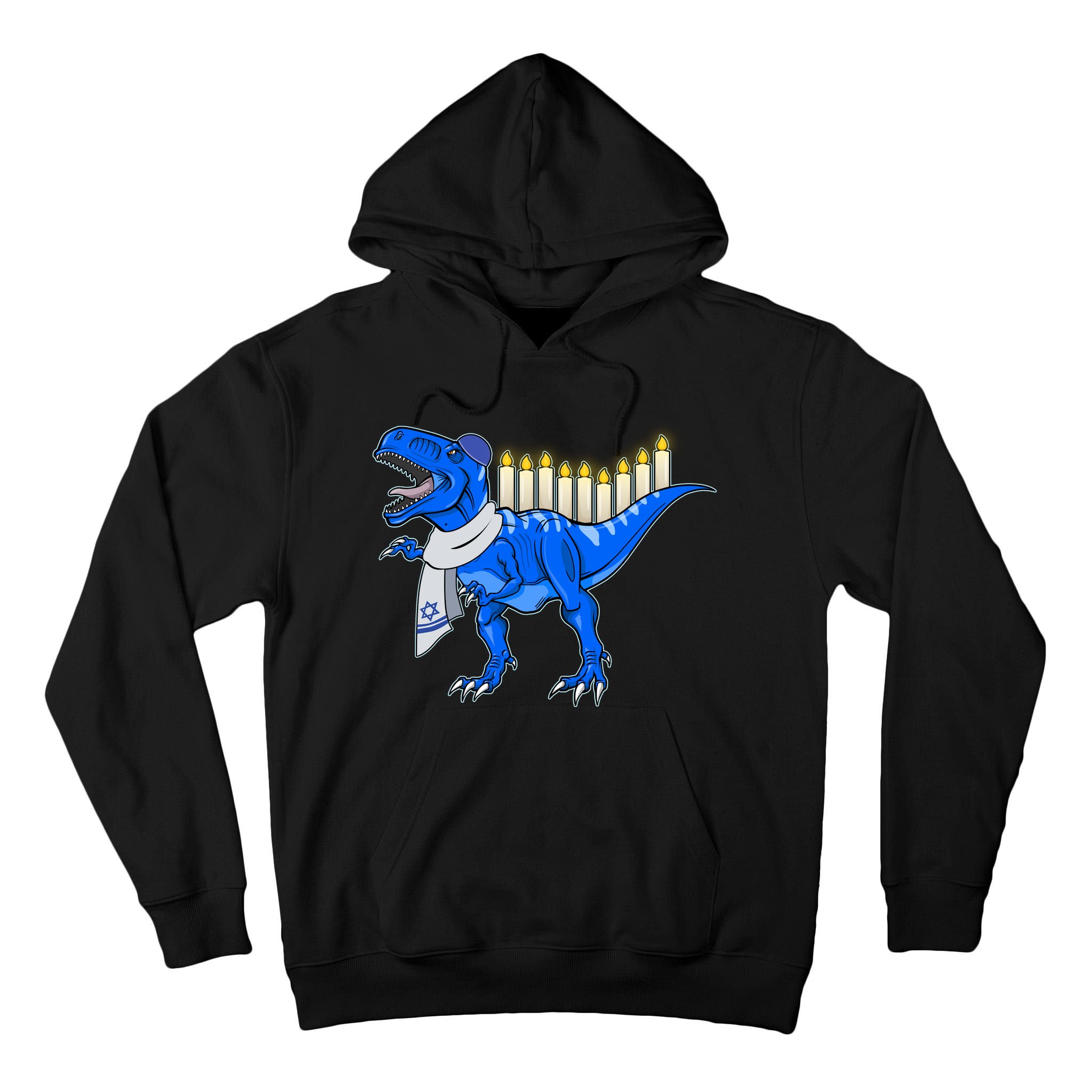 Funny Hanukah Menorasaurus T-Rex Dinosaur Tall Hoodie