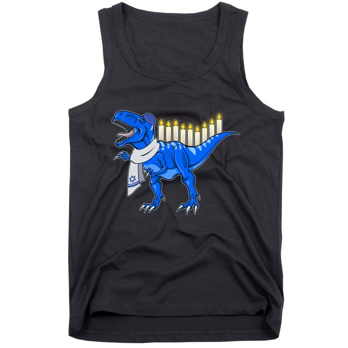 Funny Hanukah Menorasaurus T-Rex Dinosaur Tank Top