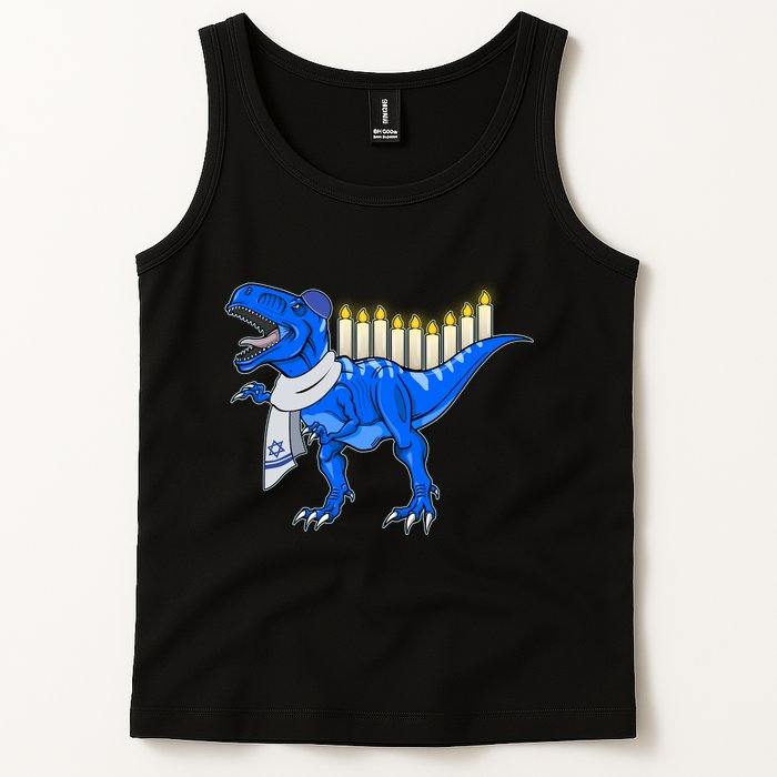 Funny Hanukah Menorasaurus T-Rex Dinosaur Tank Top