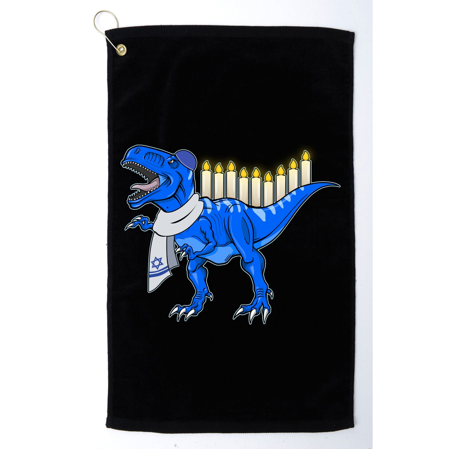 Funny Hanukah Menorasaurus T-Rex Dinosaur Golf Towel