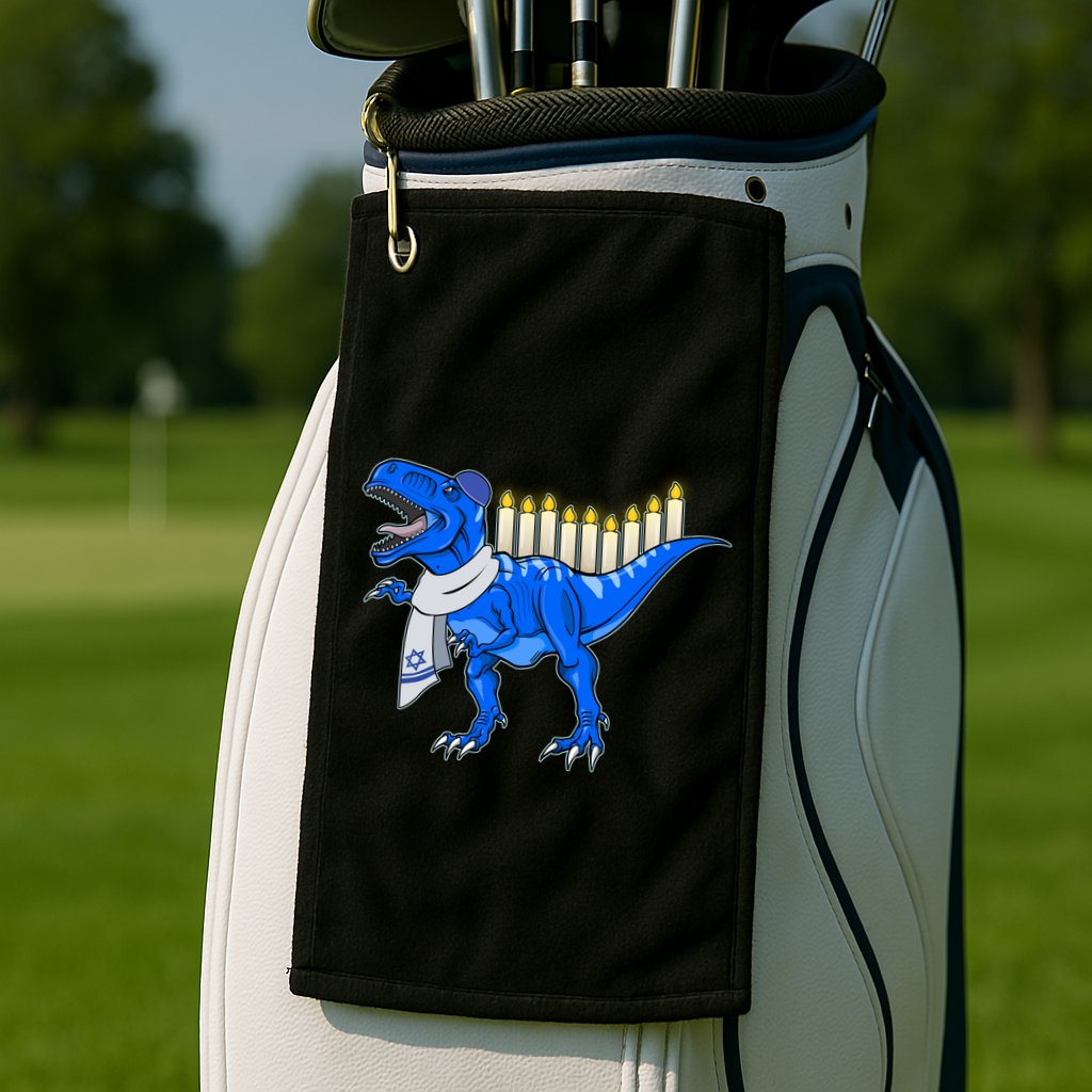 Funny Hanukah Menorasaurus T-Rex Dinosaur Golf Towel