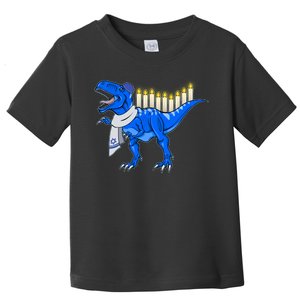 Funny Hanukah Menorasaurus T-Rex Dinosaur Toddler T-Shirt