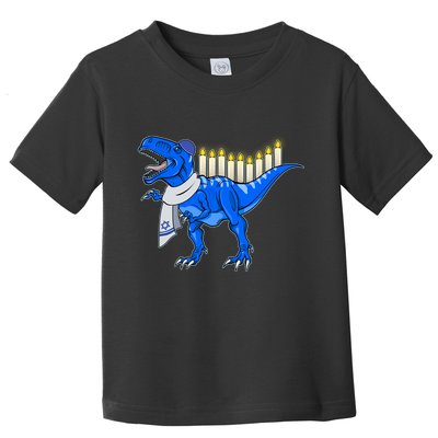 Funny Hanukah Menorasaurus T-Rex Dinosaur Toddler T-Shirt