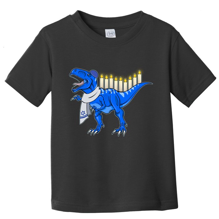 Funny Hanukah Menorasaurus T-Rex Dinosaur Toddler T-Shirt