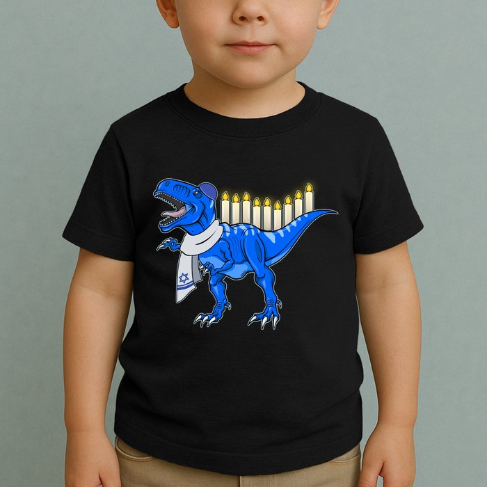 Funny Hanukah Menorasaurus T-Rex Dinosaur Toddler T-Shirt
