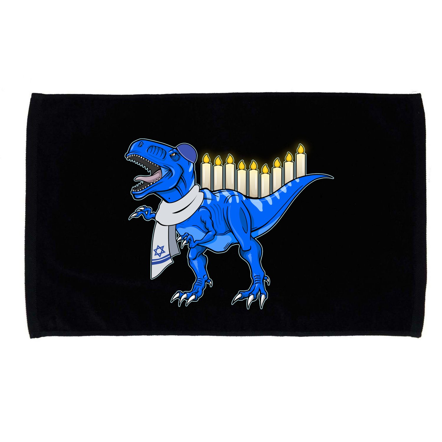 Funny Hanukah Menorasaurus T-Rex Dinosaur Microfiber Hand Towel