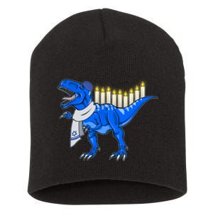 Funny Hanukah Menorasaurus T-Rex Dinosaur Short Acrylic Beanie