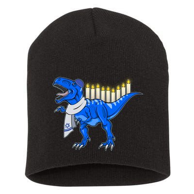 Funny Hanukah Menorasaurus T-Rex Dinosaur Short Acrylic Beanie