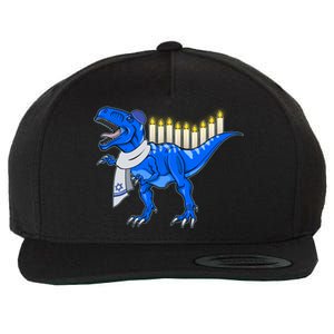 Funny Hanukah Menorasaurus T-Rex Dinosaur Wool Snapback Cap