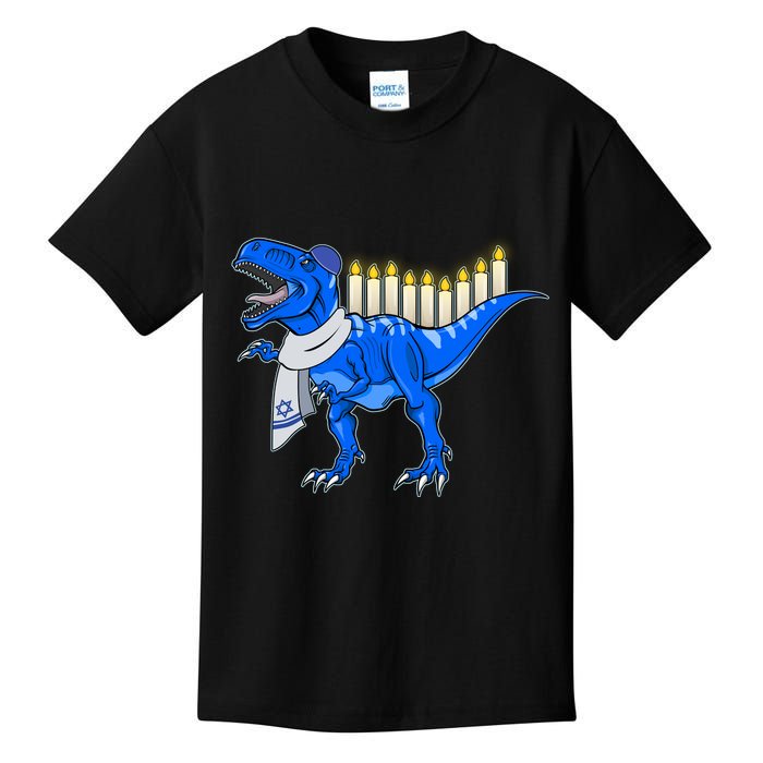 Funny Hanukah Menorasaurus T-Rex Dinosaur Kids T-Shirt