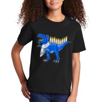 Funny Hanukah Menorasaurus T-Rex Dinosaur Kids T-Shirt