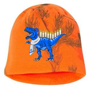 Funny Hanukah Menorasaurus T-Rex Dinosaur Kati - Camo Knit Beanie