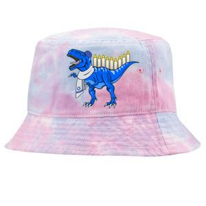 Funny Hanukah Menorasaurus T-Rex Dinosaur Tie-Dyed Bucket Hat