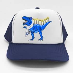 Funny Hanukah Menorasaurus T-Rex Dinosaur Trucker Hat